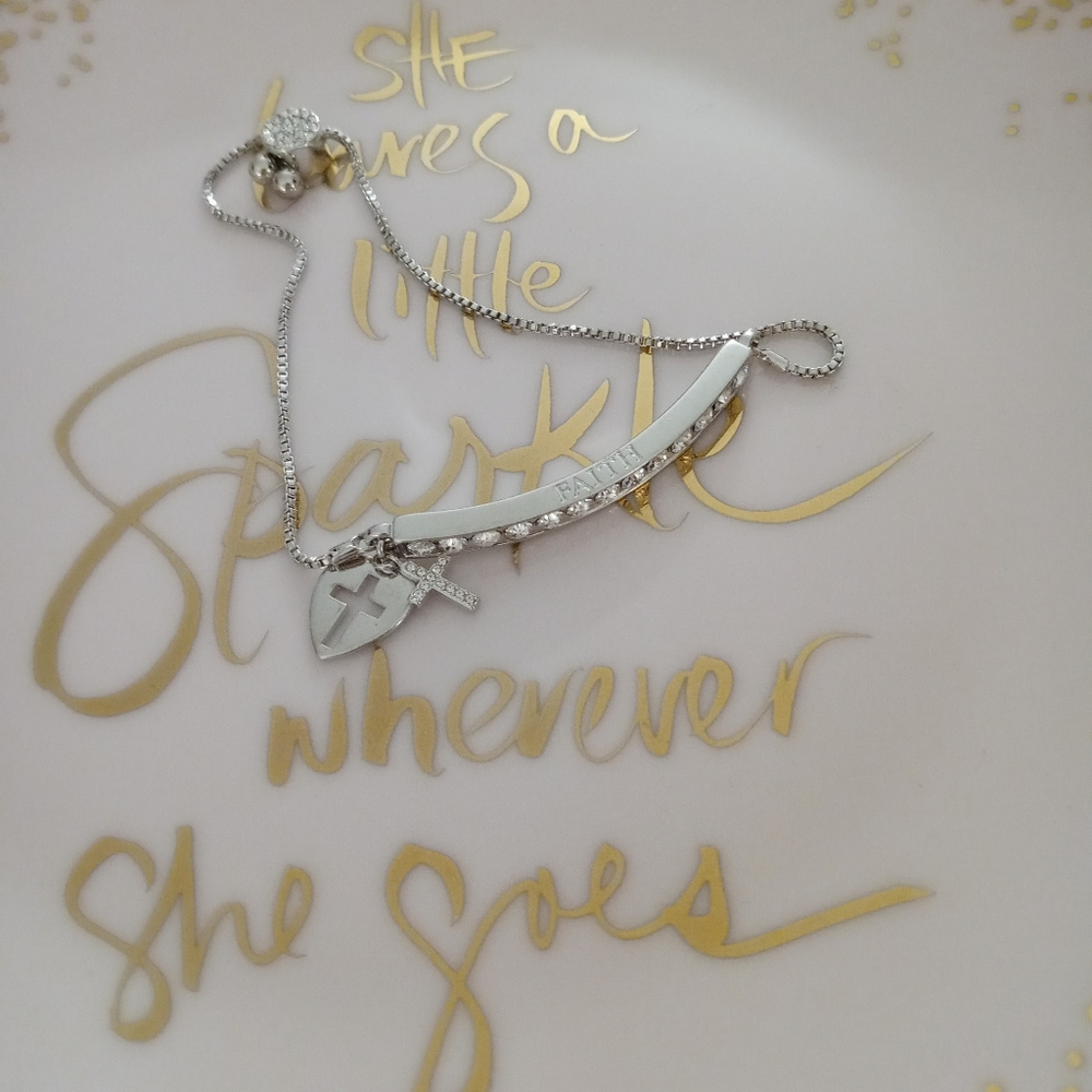 Faith rhinestone bracelet